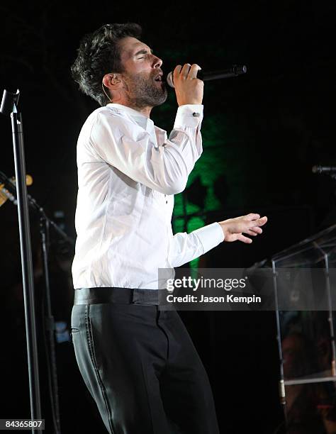 Maroon 5 singer Adam Levine attends the Green Inaugural Ball at the Donald W. Reynolds Center for American Art and Portraiture on January 19, 2009 in...