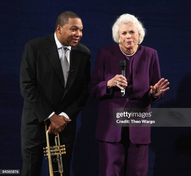 Wynton Marsalis and Former Supreme Court Justice Sandra Day O'Connor at "A Celebration of America" by Jazz at Lincoln Center and The Rockefeller...