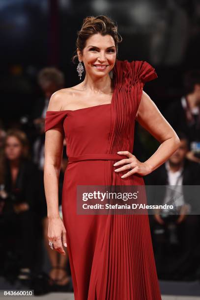 Maria Pia Calzone walks the red carpet ahead of the 'Loving Pablo' screening during the 74th Venice Film Festival at Sala Grande on September 6, 2017...