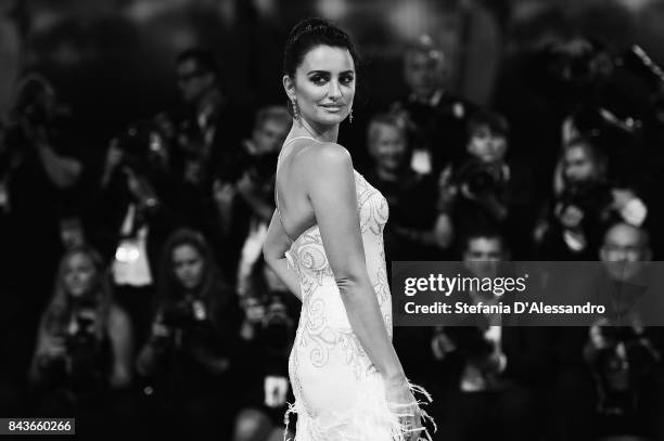 Penelope Cruz walks the red carpet ahead of the 'Loving Pablo' screening during the 74th Venice Film Festival at Sala Grande on September 6, 2017 in...