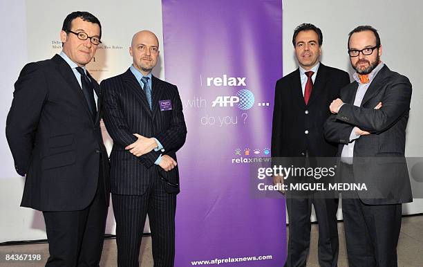 Relaxnews CEO Pierre Doncieux, French news agency AFP chairman Pierre Louette, French secretary of State for Industry and Consumer Affairs Luc Chatel...