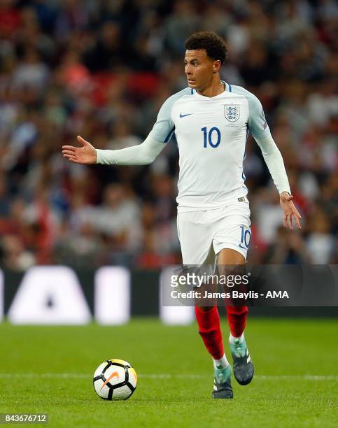 Dele Alli of England during the FIFA 2018 World Cup Qualifier between England and Slovakia at Wembley Stadium on September 4, 2017 in London, England.