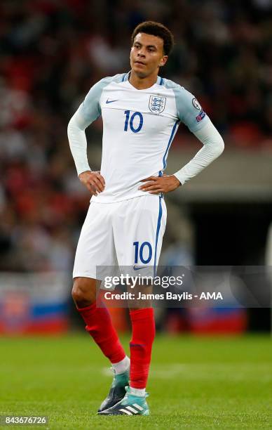 Dele Alli of England during the FIFA 2018 World Cup Qualifier between England and Slovakia at Wembley Stadium on September 4, 2017 in London, England.