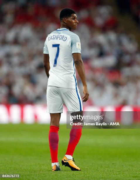 Marcus Rashford of England during the FIFA 2018 World Cup Qualifier between England and Slovakia at Wembley Stadium on September 4, 2017 in London,...