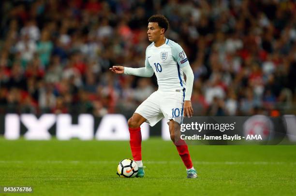 Dele Alli of England during the FIFA 2018 World Cup Qualifier between England and Slovakia at Wembley Stadium on September 4, 2017 in London, England.