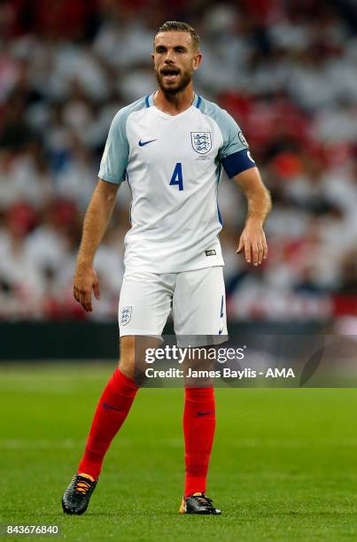 Jordan Henderson of England during the FIFA 2018 World Cup Qualifier between England and Slovakia at Wembley Stadium on September 4, 2017 in London,...