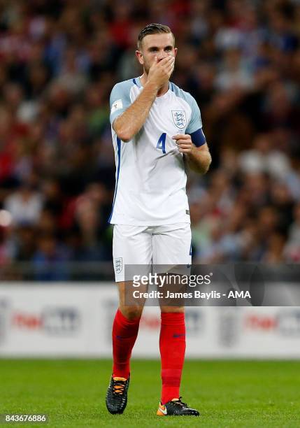 Jordan Henderson of England during the FIFA 2018 World Cup Qualifier between England and Slovakia at Wembley Stadium on September 4, 2017 in London,...
