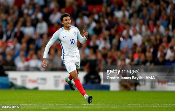 Dele Alli of England during the FIFA 2018 World Cup Qualifier between England and Slovakia at Wembley Stadium on September 4, 2017 in London, England.