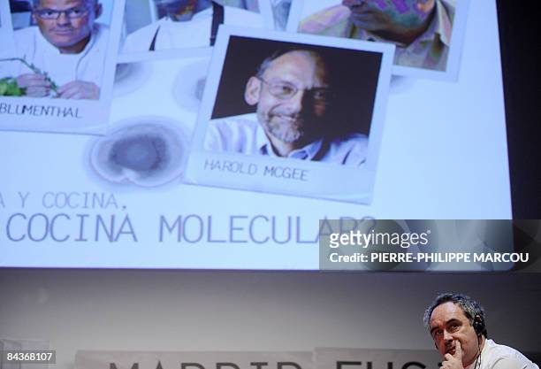 Spanish chef Ferra Adria listens during a debate about molecular cuisine during the Madrid Fusion gastronomy fair, on January 20 in Madrid. Madrid...