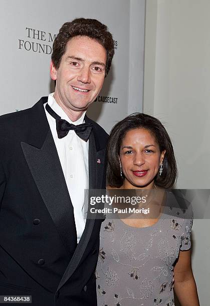 Ian O. Cameron and Susan Rice attend The Huffington Post pre-inaugural ball at the Newseum on January 19, 2009 in Washington, DC.