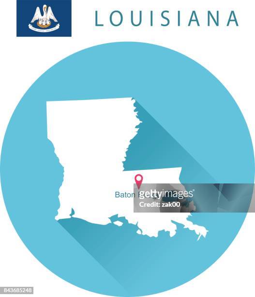 usa state of louisiana's map and flag - baton rouge stock illustrations