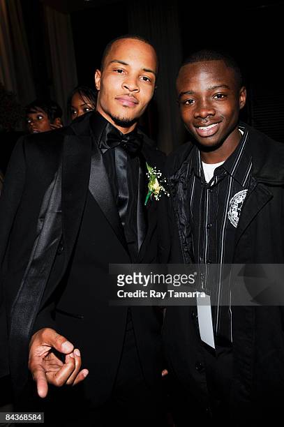 Rapper and actor T.I. And "T.I.'s Road To Redemption" cast member Trey Glass attend the Hennessy VIP Room at the Hip Hop Summit Action Network...