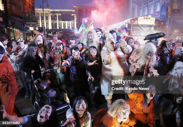 Universal Studios Japan in Osaka shows Street Zombies to the media on Sept. 7 part of Halloween Horror Night events scheduled to begin on Sept. 9....