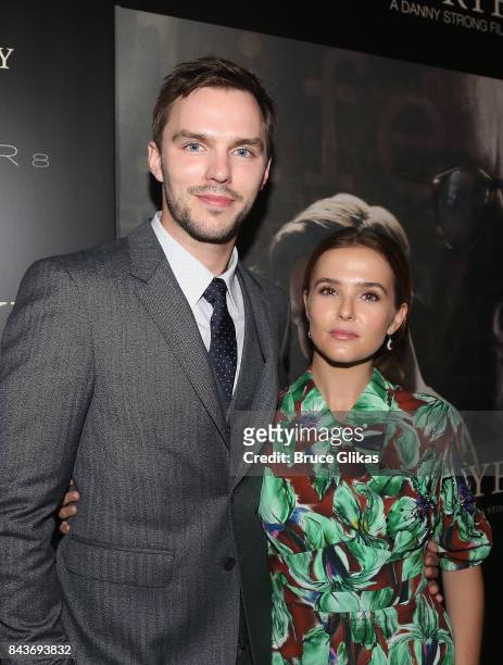 Nicholas Hoult and Zoey Deutch pose at the New York Premiere of "Rebel in The Rye" at Metrograph on September 6, 2017 in New York City.