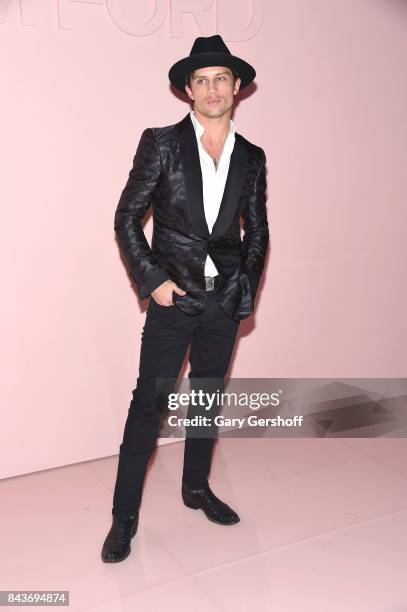 Champion professional bull rider and fashion model Bonner Bolton attends the Tom Ford fashion show during New York Fashion Week on September 6, 2017...