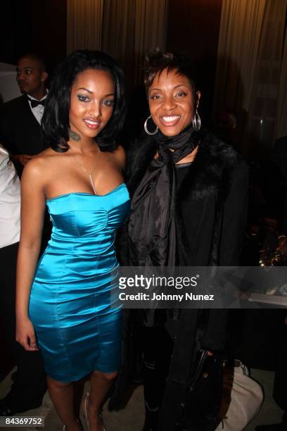 Angel Lola Love and MC Lyte attend the Hip Hop Summit Action Network Inaugural Ball at the Harman Center for the Arts on January 19, 2009 in...