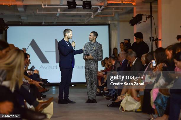 Ofir Fisher and Aviad Arik Herman attend OR Movement & Tahor Group Present NYFW Desert Flower by Matan Shaked, Keren Wolf and Aviad Arik Herman at...