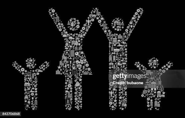 stick figure family construction industry vector icon pattern - young construction worker stock illustrations