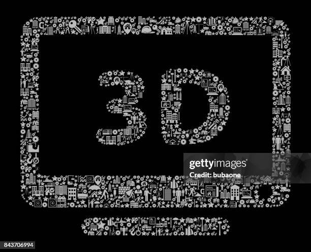 3d screen construction industry vector icon pattern - construction tablet screen stock illustrations