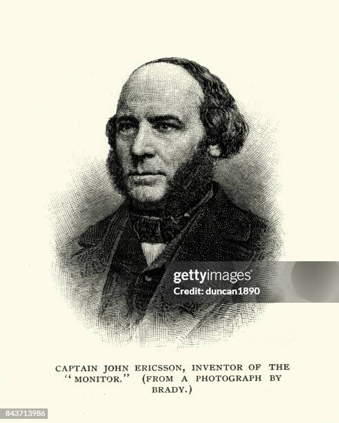 john ericsson - engineer portrait stock illustrations