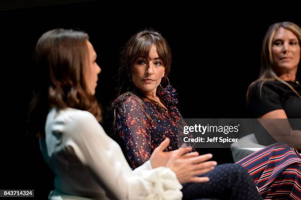 Imogen Pierce, Michelle Kennedy and Shelley Zalis speak during the Woman and Machine talk during Technology with Heart: Jaguar Land Rover's Tech Fest...