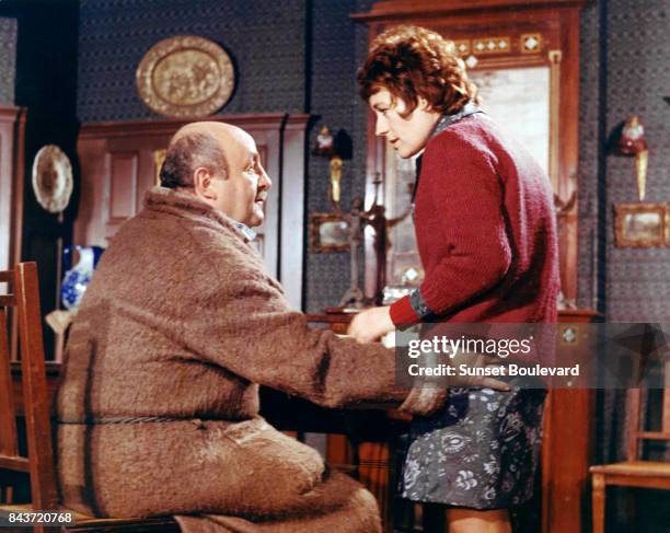 Bertrand Blier and Annie Girardot on the set of Elle boit pas, elle fume pas, elle drague pas...mais elle cause directed by Michel Audiard