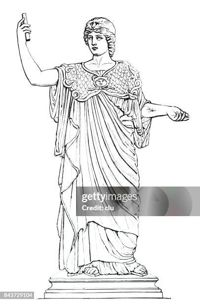 ilustraciones, imágenes clip art, dibujos animados e iconos de stock de antigua grecia - retrato de atenea - goddess