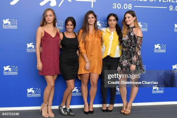 Lou Luttiau, Mel Einda, Ophelie Bau, Hafsia Herzi and Alexia Chardard attend the 'Mektoub; My Love: Canto Uno' photocall during the 74th Venice Film...