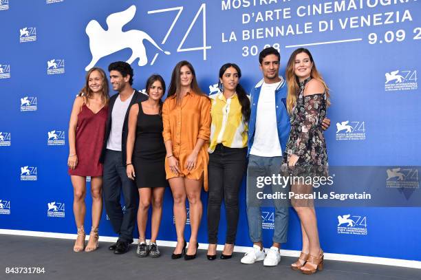 Lou Luttiau, Salim Kechiouche, Mel Einda, Ophelie Bau, Hafsia Herzi, Shain Boumedine and Alexia Chardard attend the 'Mektoub; My Love: Canto Uno'...