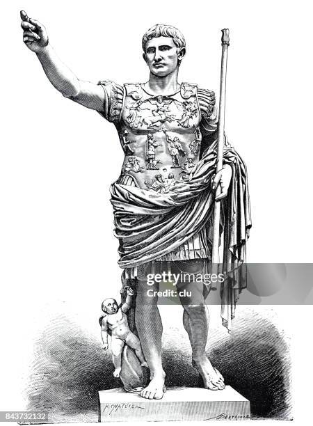 statue of augustus - augustus stock illustrations