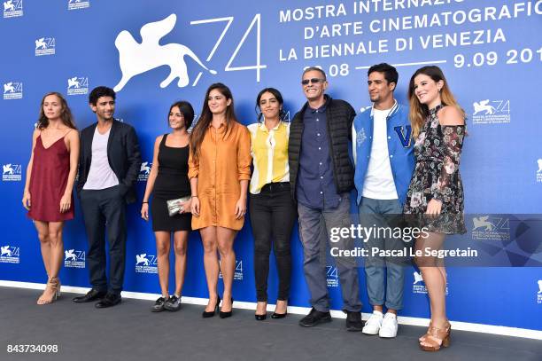 Lou Luttiau, Salim Kechiouche, Mel Einda, Ophelie Bau, Hafsia Herzi, Abdellatif Kechiche, Shain Boumedine and Alexia Chardard attend the 'Mektoub; My...