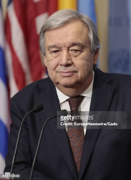 Half-length portrait of United Nations Secretary General Antonio Gutteres, New York City, New York, February, 2017.