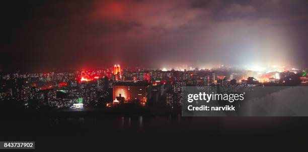 capital of north korea pyongyang by night - north korea night stock pictures, royalty-free photos & images