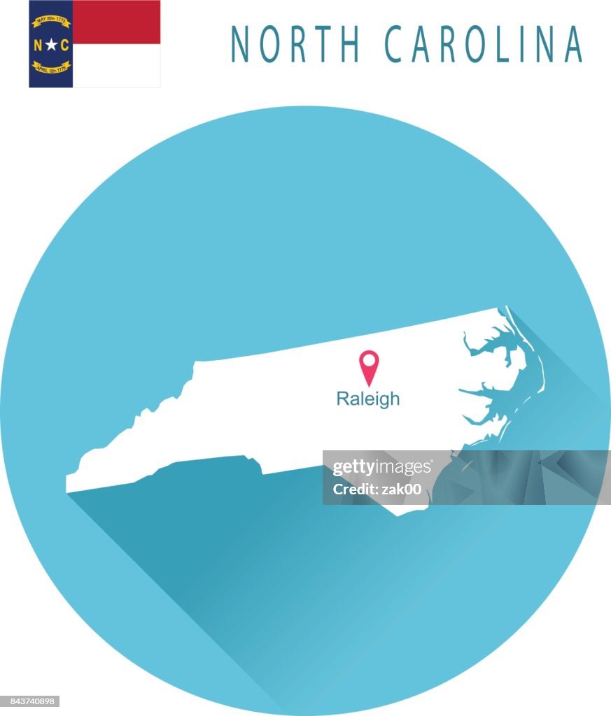 USA state Of North Carolina's map and Flag
