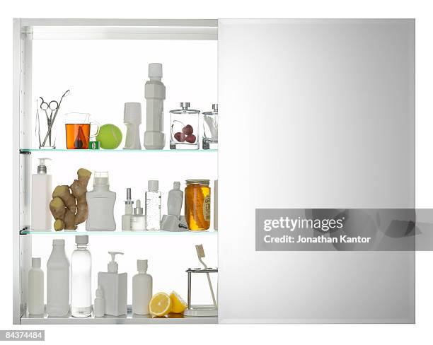 medicine cabinet with mirror - medicine cabinet stock pictures, royalty-free photos & images