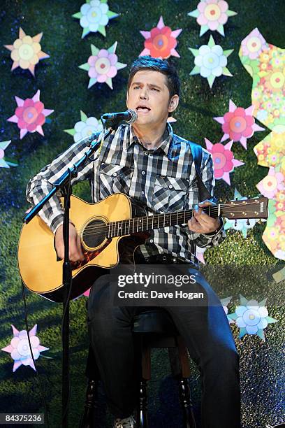 Roy Stride of Scouting for Girls performs at the announcement for the shortlist of Brit Award nominations held at the Camden Roundhouse, Chalk Farm...