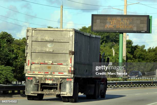 Steady stream of traffic heads North on Overseas Highway as Mandetory evacuations continue in Monroe County and the Florida Keys on September 7,...