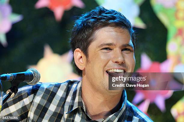 Roy Stride of Scouting for Girls performs the announcement for the shortlist of Brit Award nominations held at the Camden Roundhouse, Chalk Farm on...