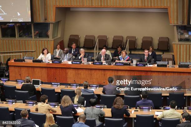 Secretary-General Antonio Guterres, Peter Thomson, President of the seventy-first session of the General Assembly and Maria Luiza Ribeiro Viotti,...