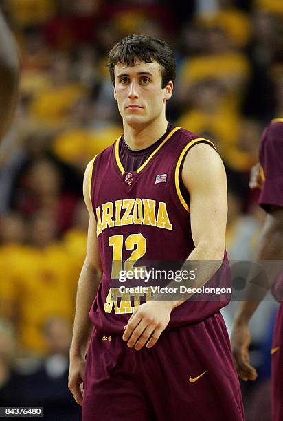 Derek Glasser of Arizona State looks on during the game against USC in the first half at Galen Center on January 15, 2009 in Los Angeles, California....