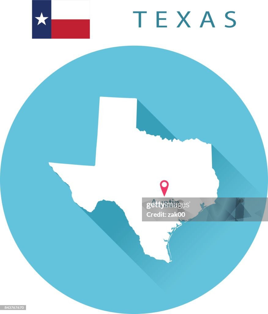 USA state Of Texas's map and Flag