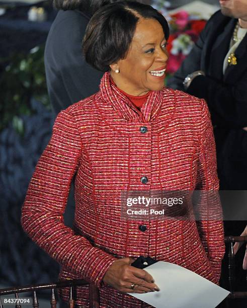 Marion Robinson, Michelle Obama's mother, stand by a table at the luncheon at Statuary Hall the luncheon at Statuary Hall in the U.S. Capitol on...