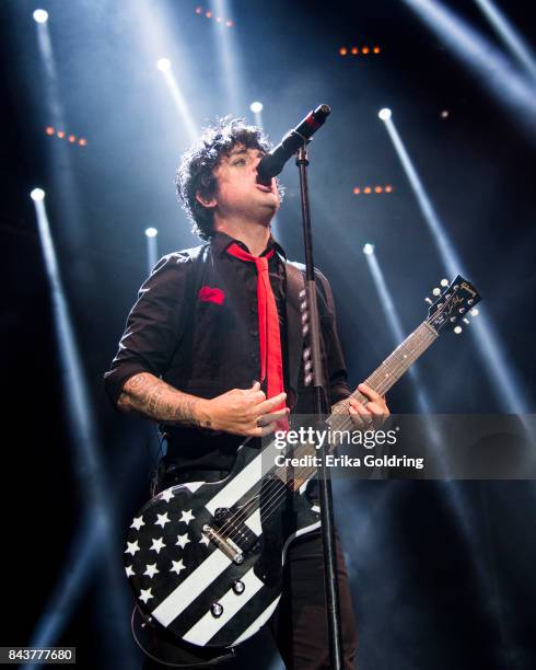 Billie Joe Armstrong of Green Day performs during the 2017 'Radio Revolution' Tour at The Amphitheater at the Wharf on September 6, 2017 in Orange...