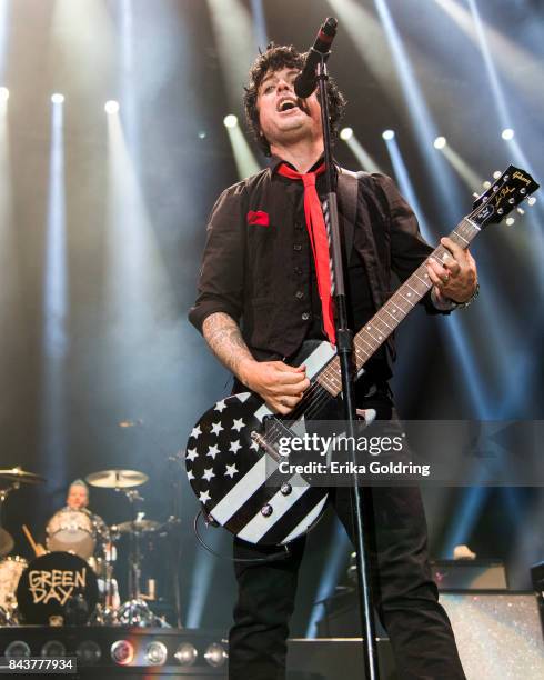 Tre Cool and Billie Joe Armstrong of Green Day perform during the 2017 'Radio Revolution' Tour at The Amphitheater at the Wharf on September 6, 2017...