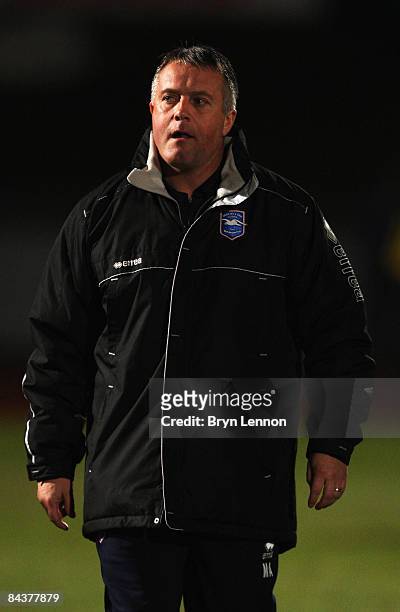 Luton Town Manager Micky Adams looks on during leg one of the Johnstone's Paint Trophy Southern Area Final between Brighton & Hove Albion and Luton...