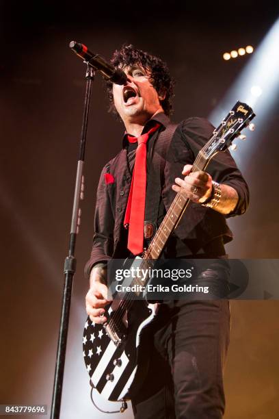 Billie Joe Armstrong of Green Day performs during the 2017 'Radio Revolution' Tour at The Amphitheater at the Wharf on September 6, 2017 in Orange...