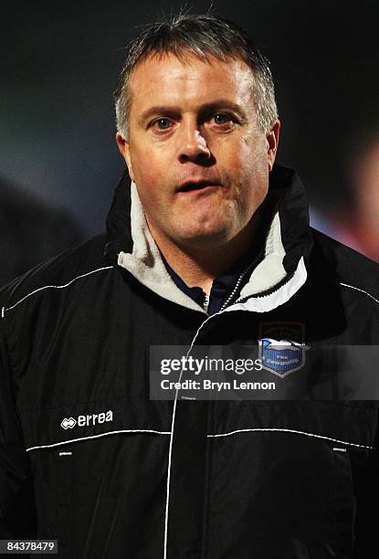 Luton Town Manager Micky Adams looks on during leg one of the Johnstone's Paint Trophy Southern Area Final between Brighton & Hove Albion and Luton...