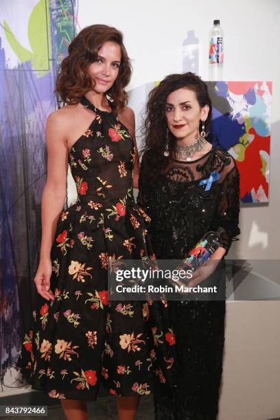 Katie Holmes and designer Ghazaleh Khalifeh attend her fashion show during New York Fashion Week on September 7, 2017 in New York City.