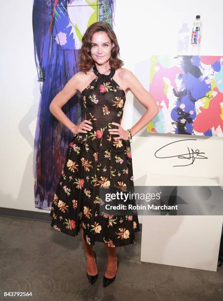 Katie Holmes attends Adam Dalton Blake, Tiffany Huang, Ghazaleh Khalifeh Front Row during New York Fashion Week on September 7, 2017 in New York City.