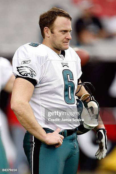 Punter Sav Rocca of the Philadelphia Eagles looks on prior to the NFC championship game against the Arizona Cardinals on January 18, 2009 at...